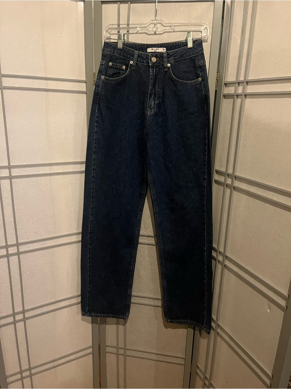 NA-KD Sweden High-Rise Wide Leg Jeans in Dark Indigo - 36 4